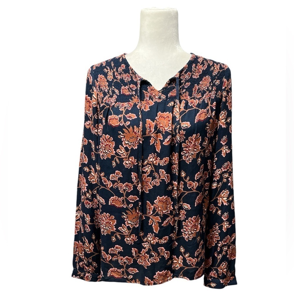 LUCKY BRAND Floral Print Smoked Long Sleeve